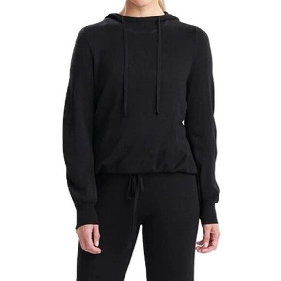Josie Natori Tops - Josie Natori Womens Retreat Pullover Hoodie Sz XS Black Solid Stretch Knit NWT